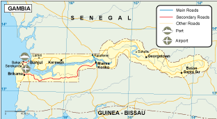 Gambia transportation map