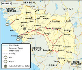 Guinea transportation map