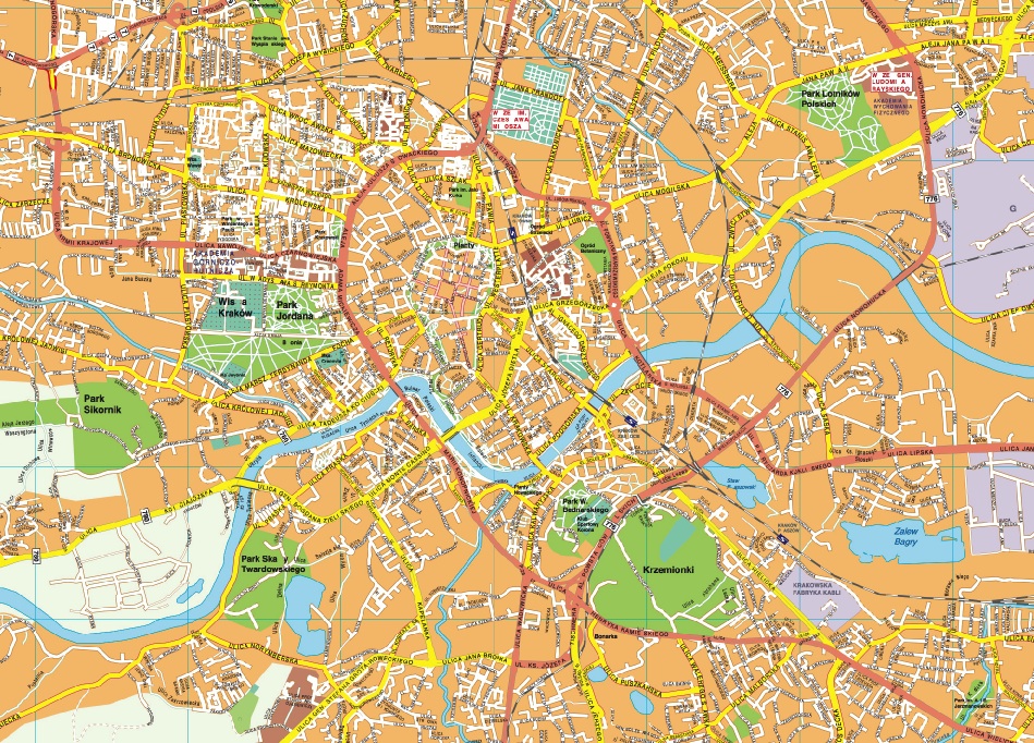Krakow EPS map. EPS Illustrator Map | Vector World Maps