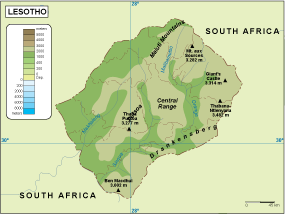 Lesotho physical map