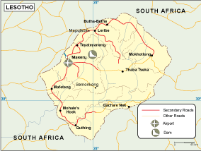 Lesotho transportation map
