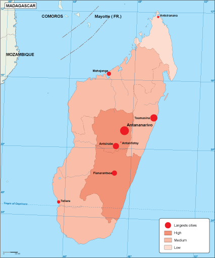Madagascar population map