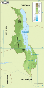 Malawi physical map
