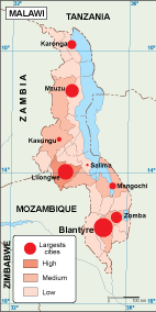 Malawi population map