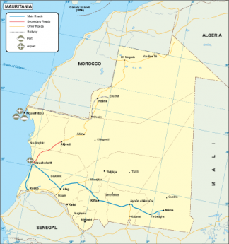 Mauritania transportation map