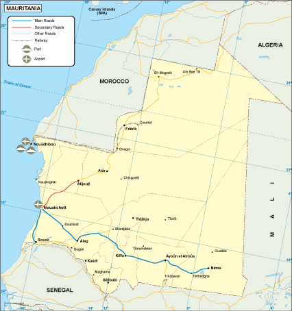 Mauritania transportation map