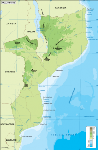 Mozambique physical map