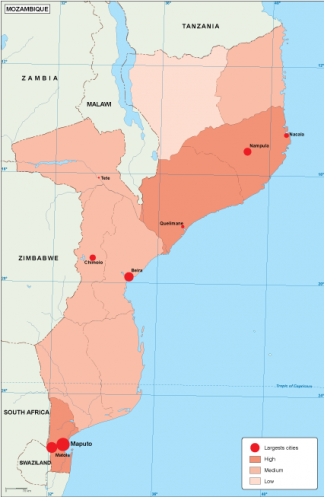 Mozambique population map
