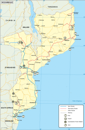 Mozambique transportation map