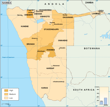 Namibia economic map