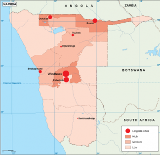 Namibia population map