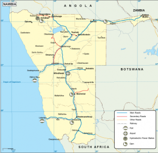 Namibia transportation map