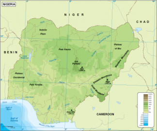 Nigeria physical map