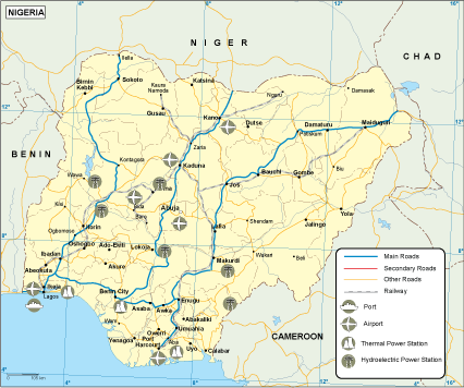 Nigeria transportation map