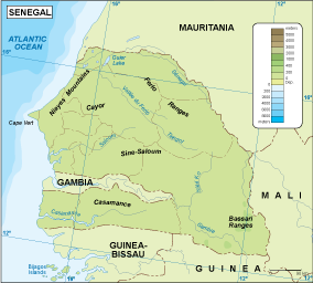 Senegal physical map