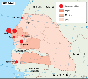 Senegal population map