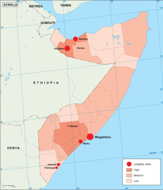 Somalia population map
