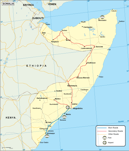 Somalia transportation map
