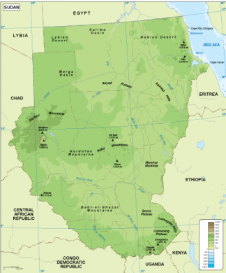Sudan physical map