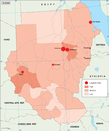 Sudan population map