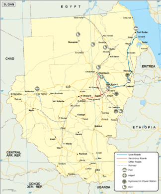Sudan transportation map