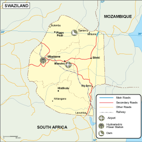 Swaziland transportation map