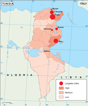 Tunisia population map