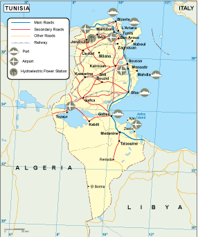 Tunisia transportation map