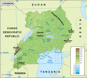 Uganda physical map