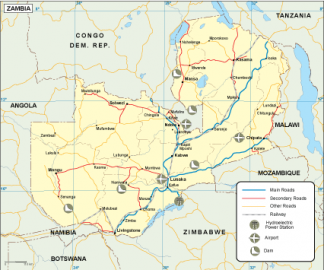 Zambia transportation map