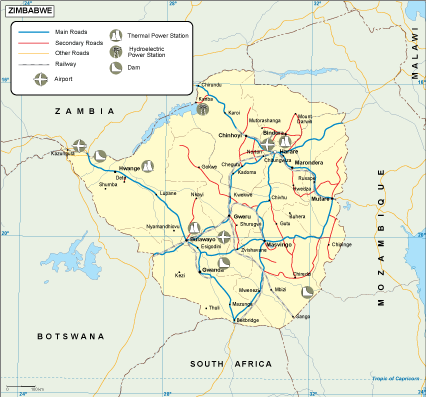 Zimbabwe transportation map