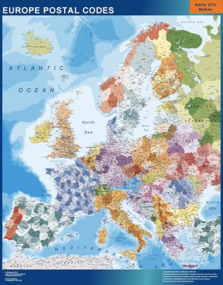 europe postal codes wall map
