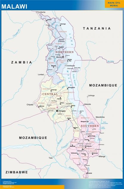 wall map malawi