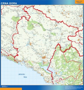 wall map montenegro