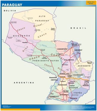 wall map paraguay