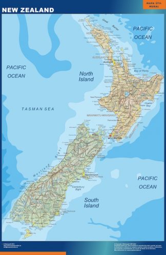 Blechschild XXL Weltenbummler Kartenausschnitt Neuseeland 