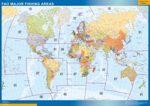 world framed map fao fishing areas