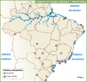 Brasil mapa aeropuertos puertos