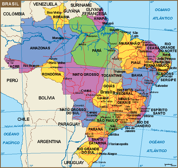 Brasil mapa  Vector World Maps