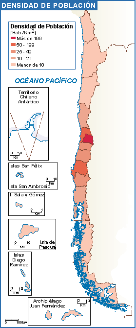 Chile mapa poblacion