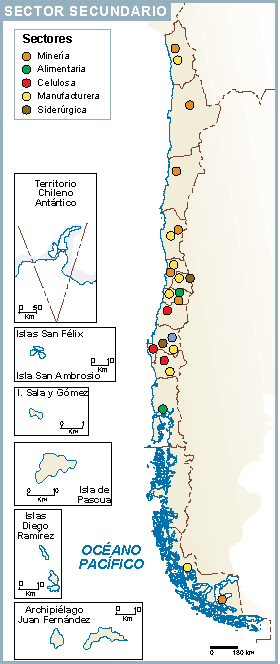 Chile mapa sector secundario