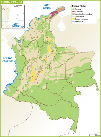 Colombia mapa flora fauna