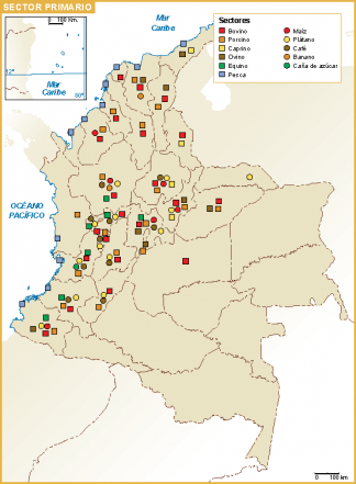 Colombia mapa sector primario