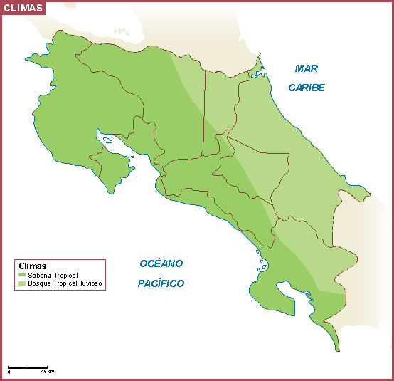 Costa Rica mapa clima