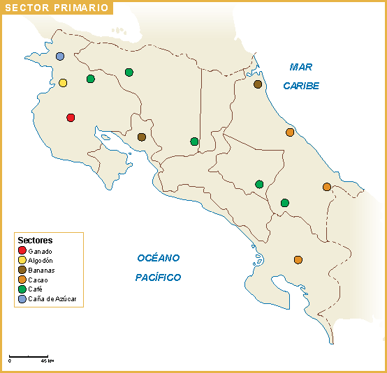 Costa Rica mapa sector primario