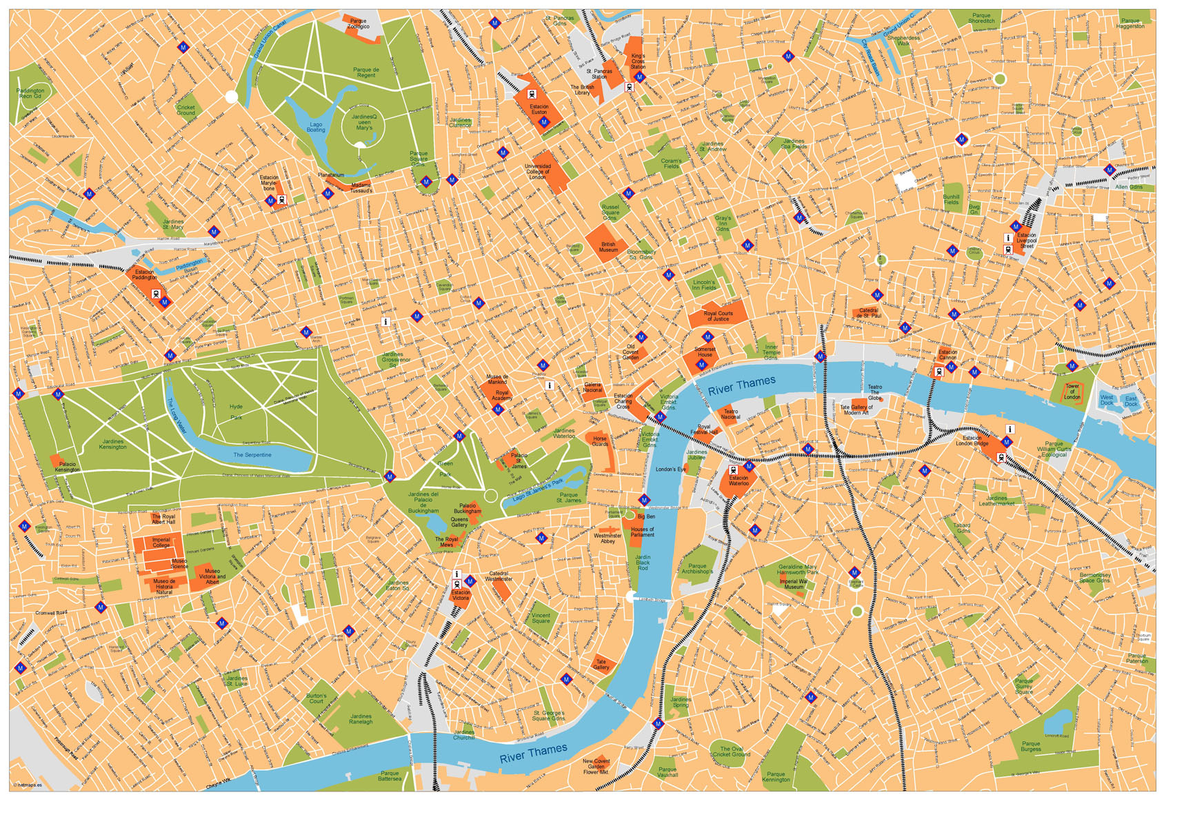 LONDON CITY MAP - Carte de Londres Stock Vector