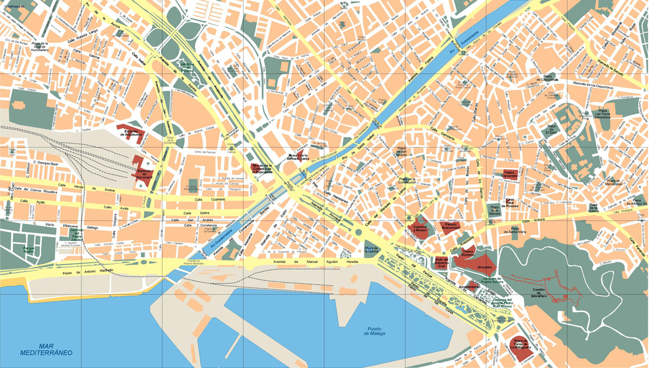 Malaga Vector Map | Vector World Maps