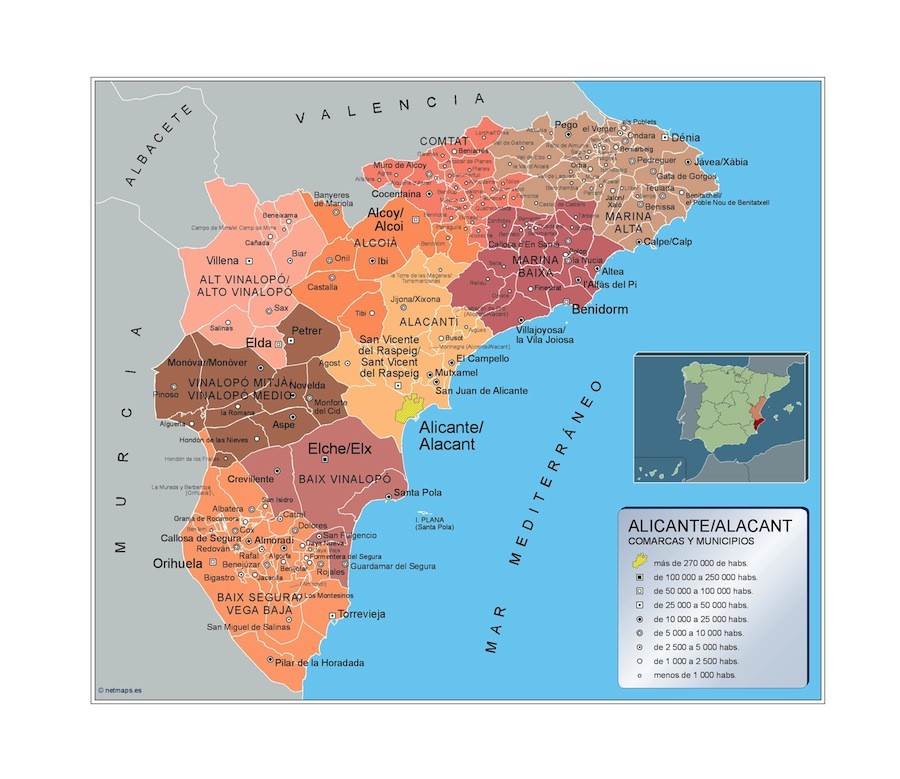 Mapa Municipios Alicante | A vector eps maps designed by our ...