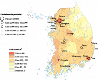 South Korea Population map