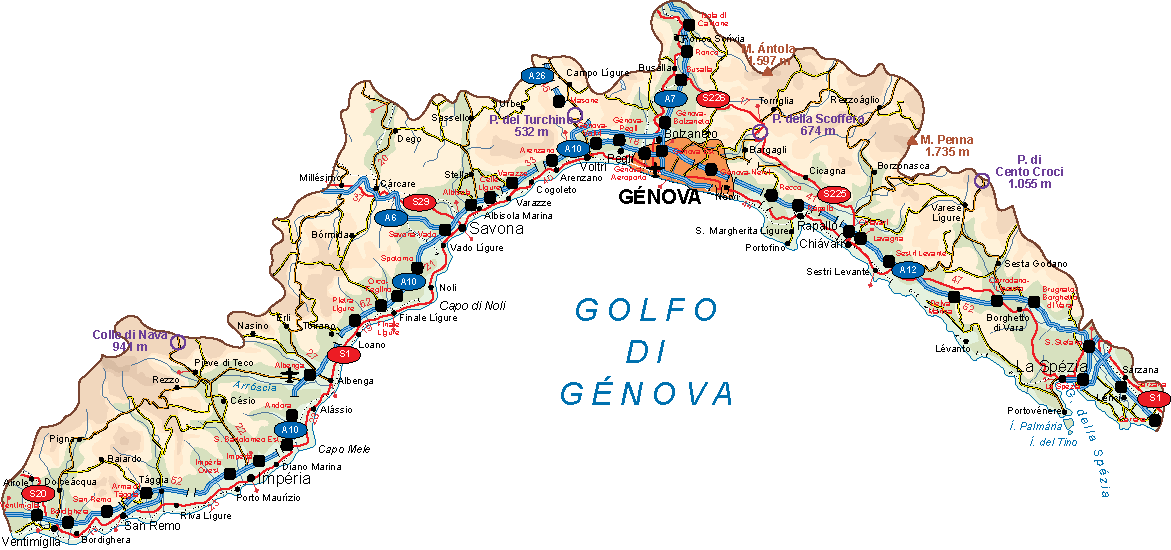Cartina Liguria Mare